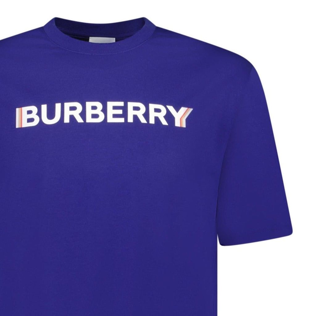Burberry 'Ellison' Logo Print T-Shirt Blue - chancefashionco