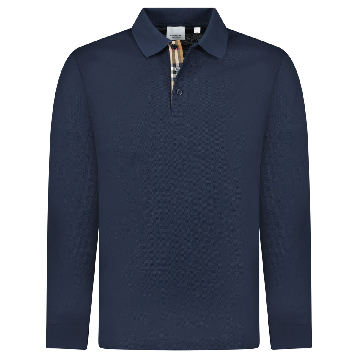 Burberry 'Hartford' Long Sleeve Check Polo Navy - Main Image