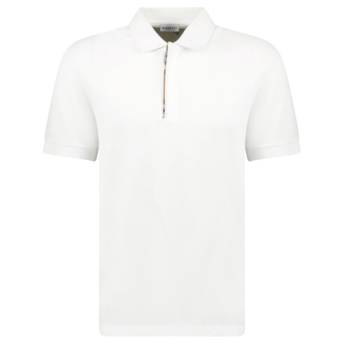 Burberry 'Hartford' Zip Check Polo White | chancefashionco