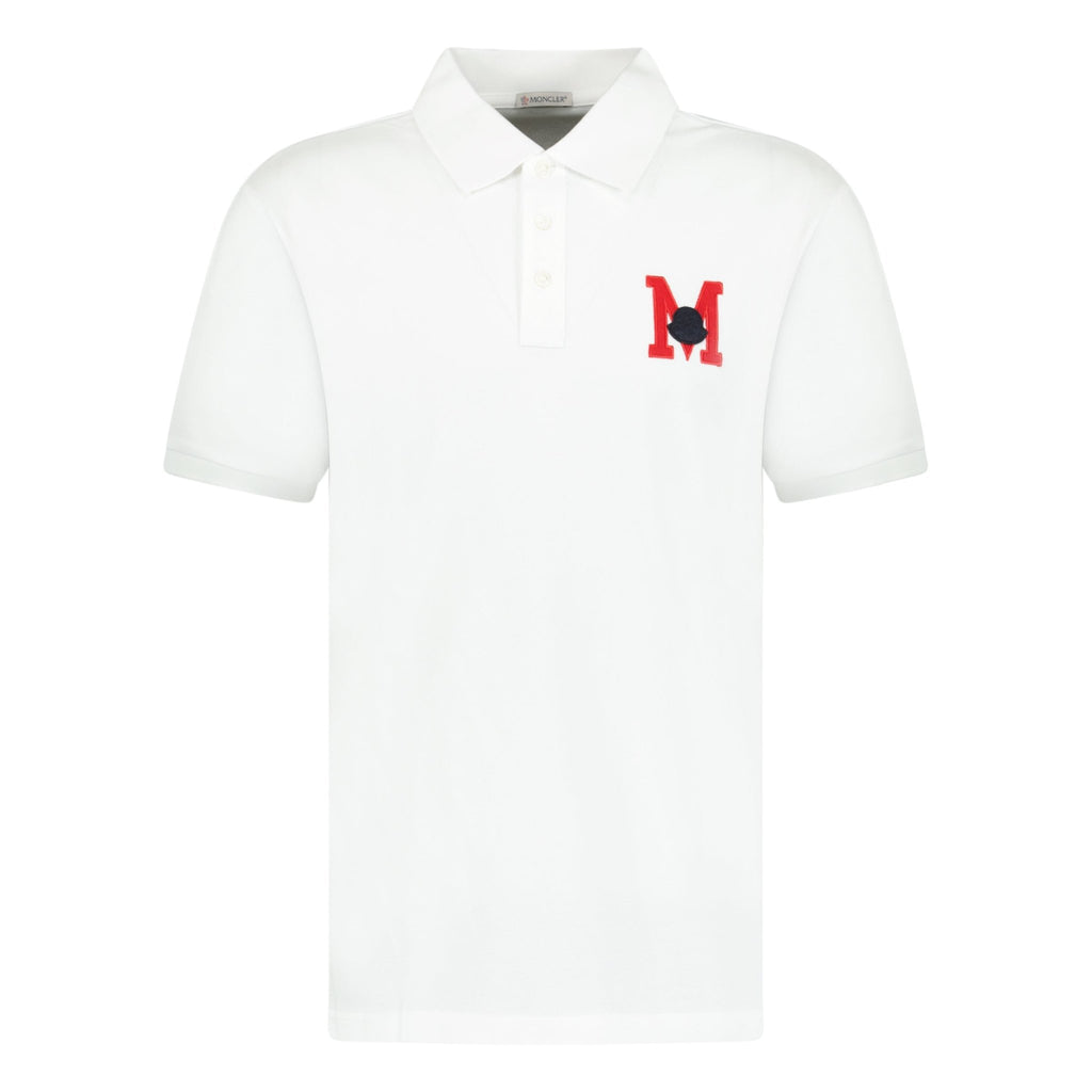 Moncler M Logo Embroidered Polo White - chancefashionco