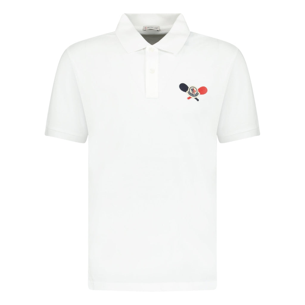 Moncler Tennis Logo Embroidered Polo White - chancefashionco