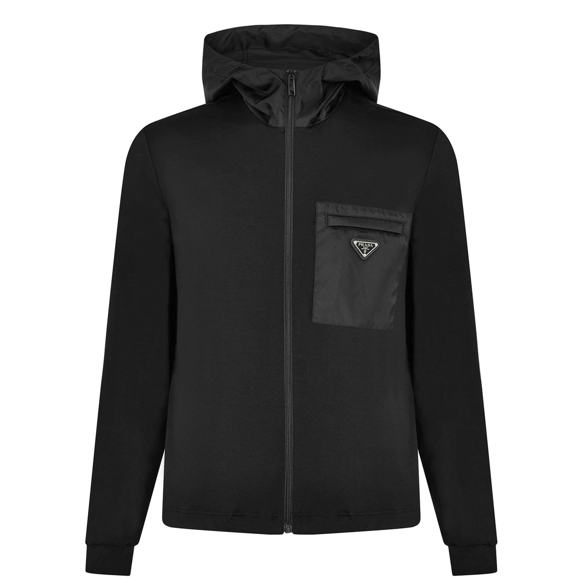 Prada Technical Cotton & Re-Nylon Hoodie Black