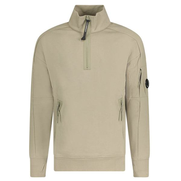 CP Company Lens Quarter Zip Sweatshirt Beige chancefashionco