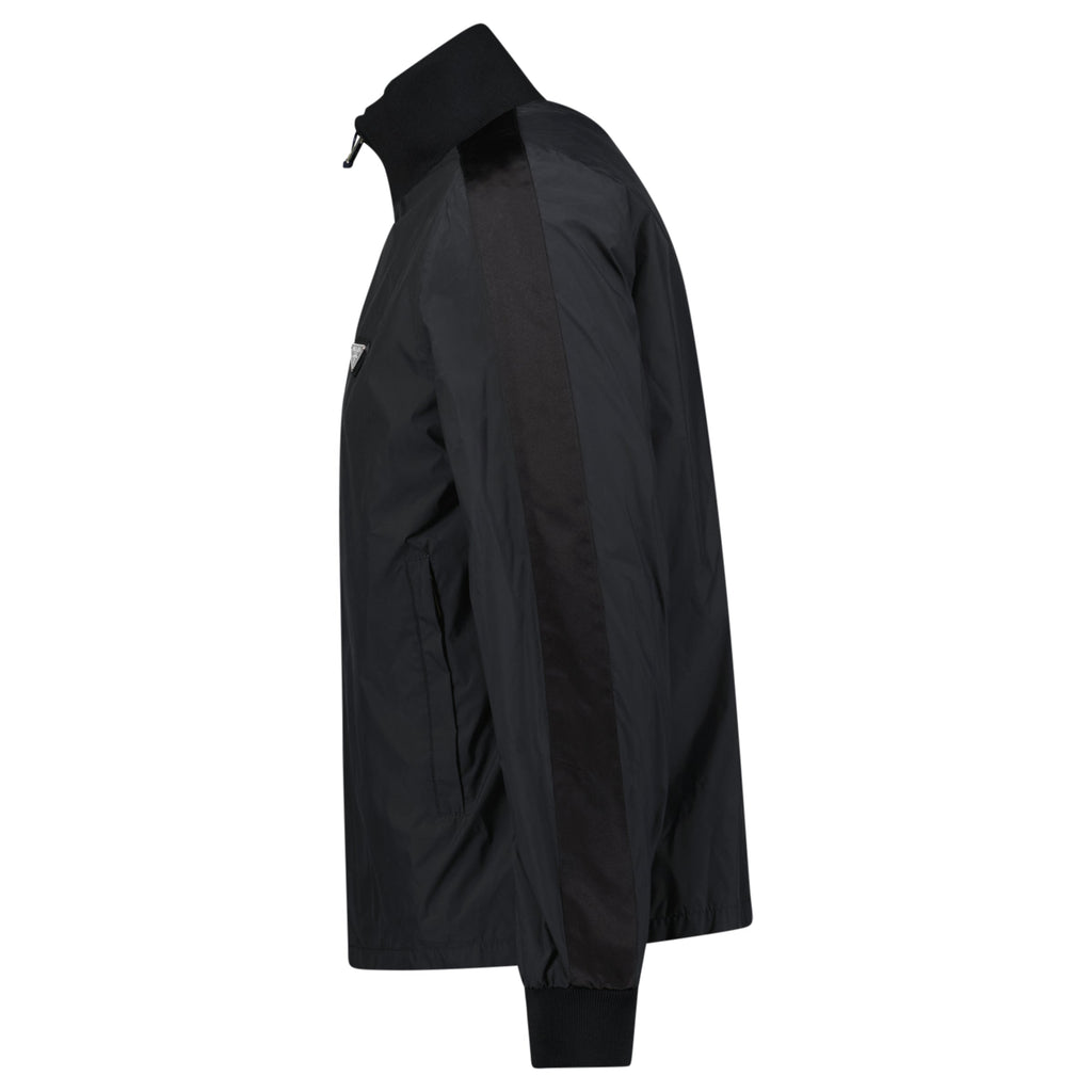 Prada Re-Nylon Triangle Logo Zip-Up Jacket Black - chancefashionco