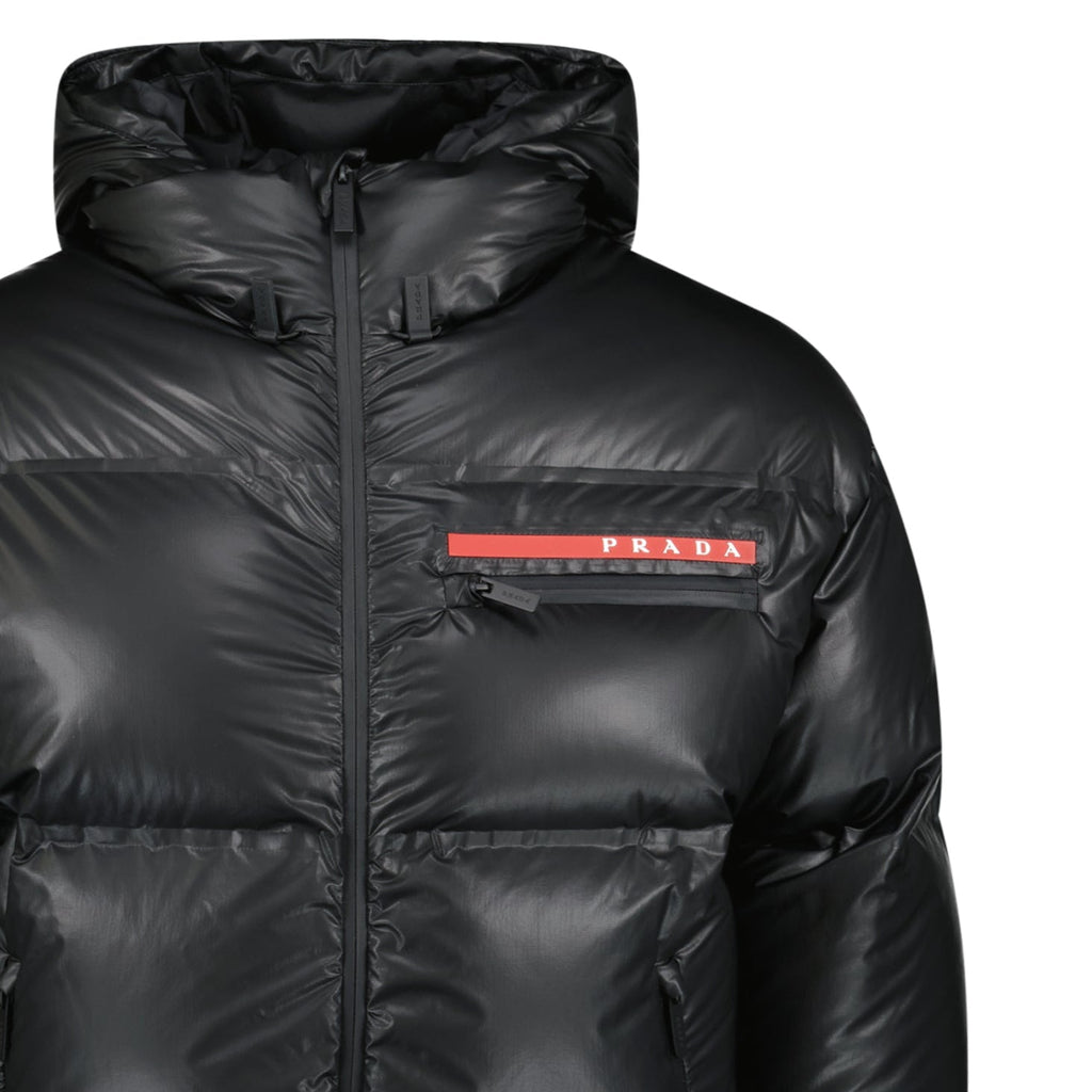 Prada Linea Rossa Re-Nylon Hooded Puffer Jacket Black - chancefashionco