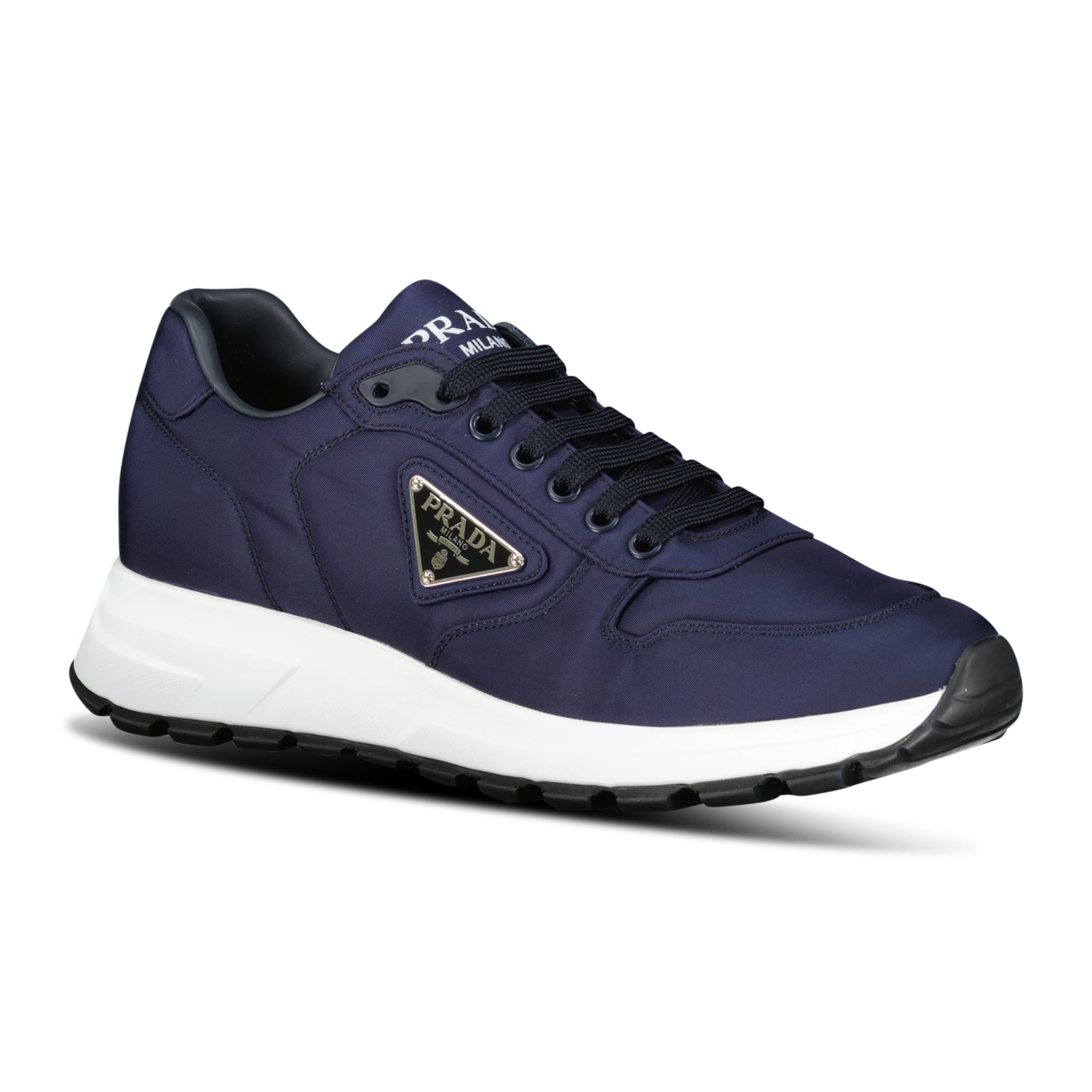 Prada Prax 01 Re-Nylon Leather Sneakers Navy– chancefashionco