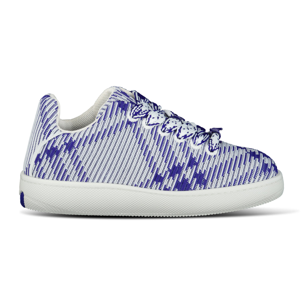 Burberry Box Knit Check Sneakers Blue & White - chancefashionco
