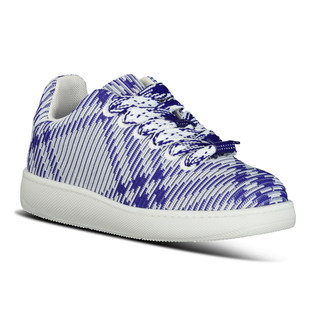 Burberry Box Knit Check Sneakers Blue & White - chancefashionco