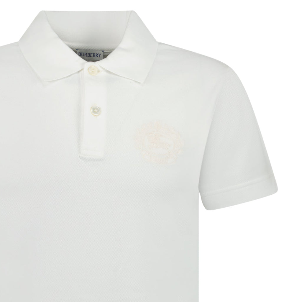 Burberry Embroidery Crest Polo White - chancefashionco