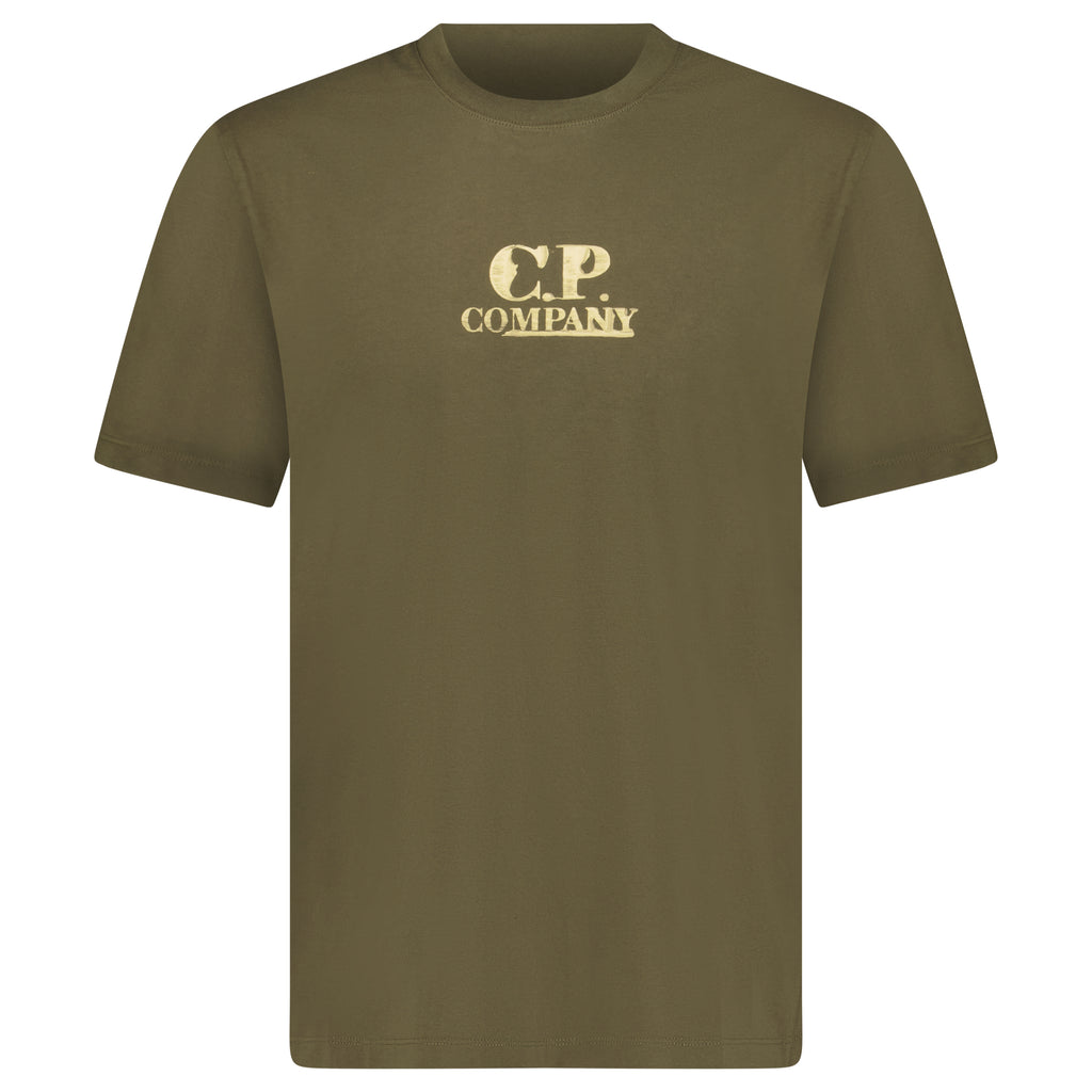 CP Company 30/1 Jersey Graphic Logo T-Shirt Khaki - chancefashionco