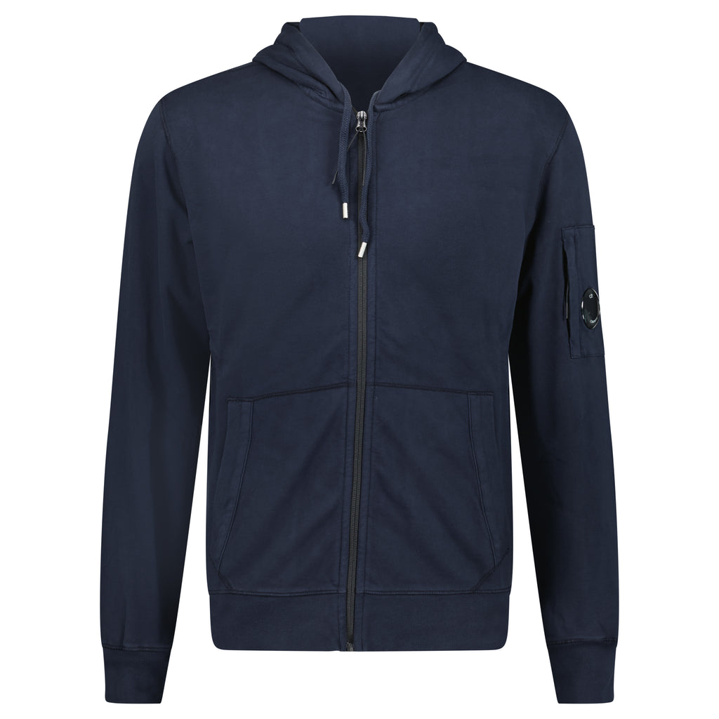CP Company Light Fleece Lens Zip Hoodie Navy - chancefashionco
