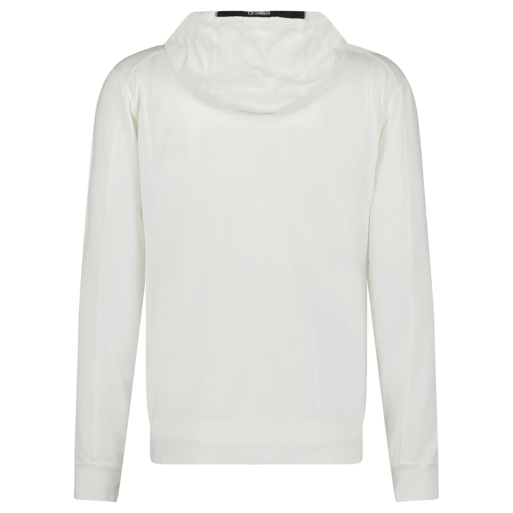 CP Company Light Fleece Lens Zip Hoodie White - chancefashionco