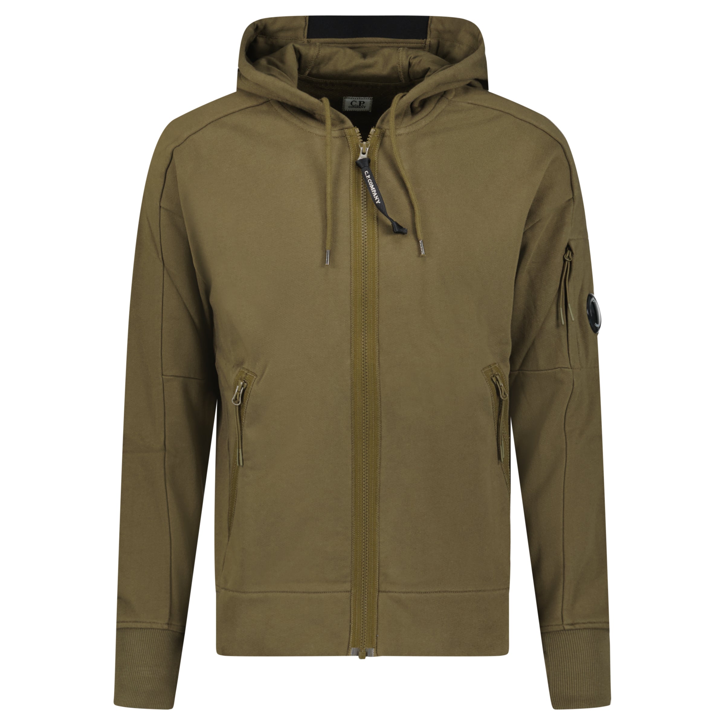 CP Company Diagonal Raised Lens Zip Hoodie Khaki chancefashionco