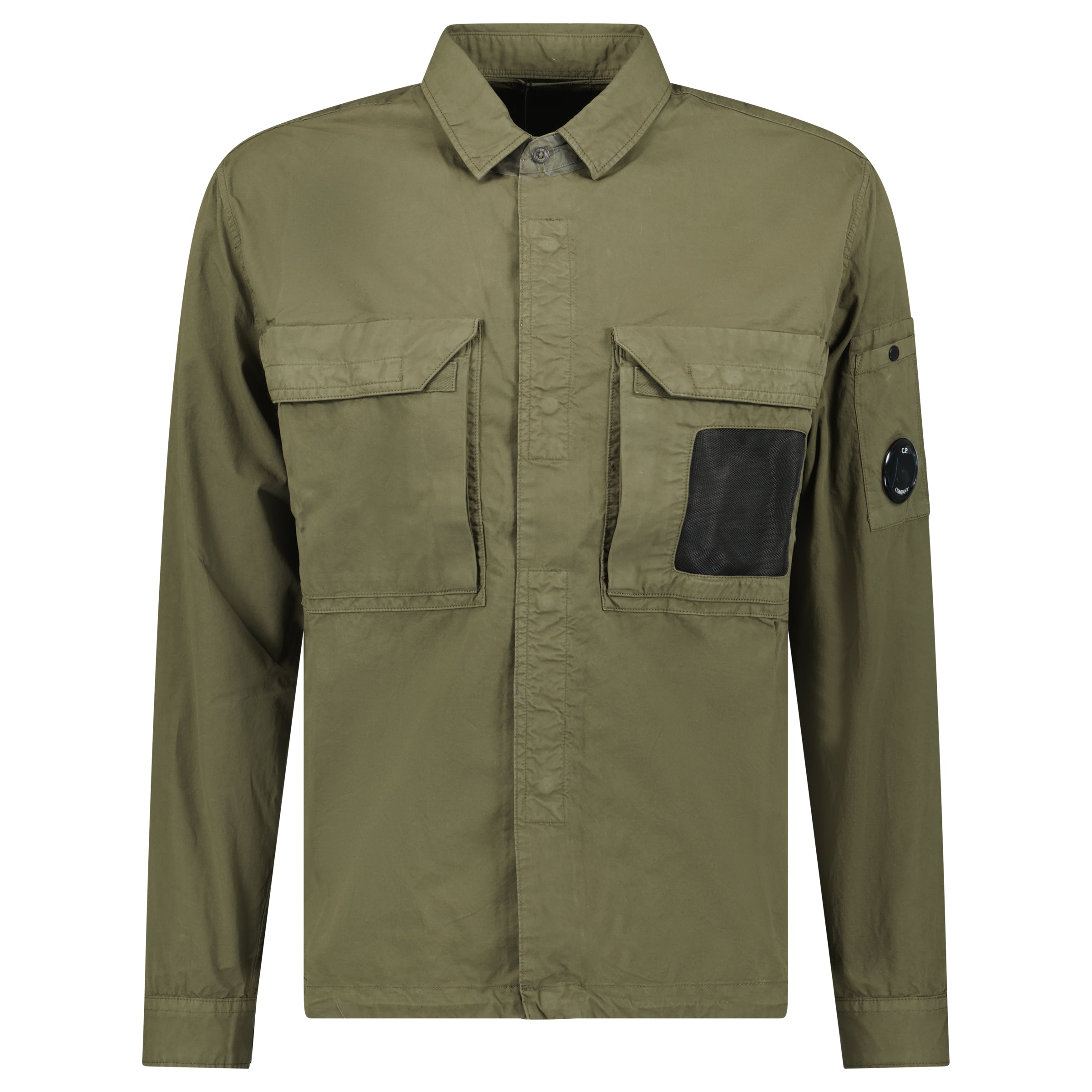 Color variation of CP Company Organic Gabardine Lens Overshirt Khaki