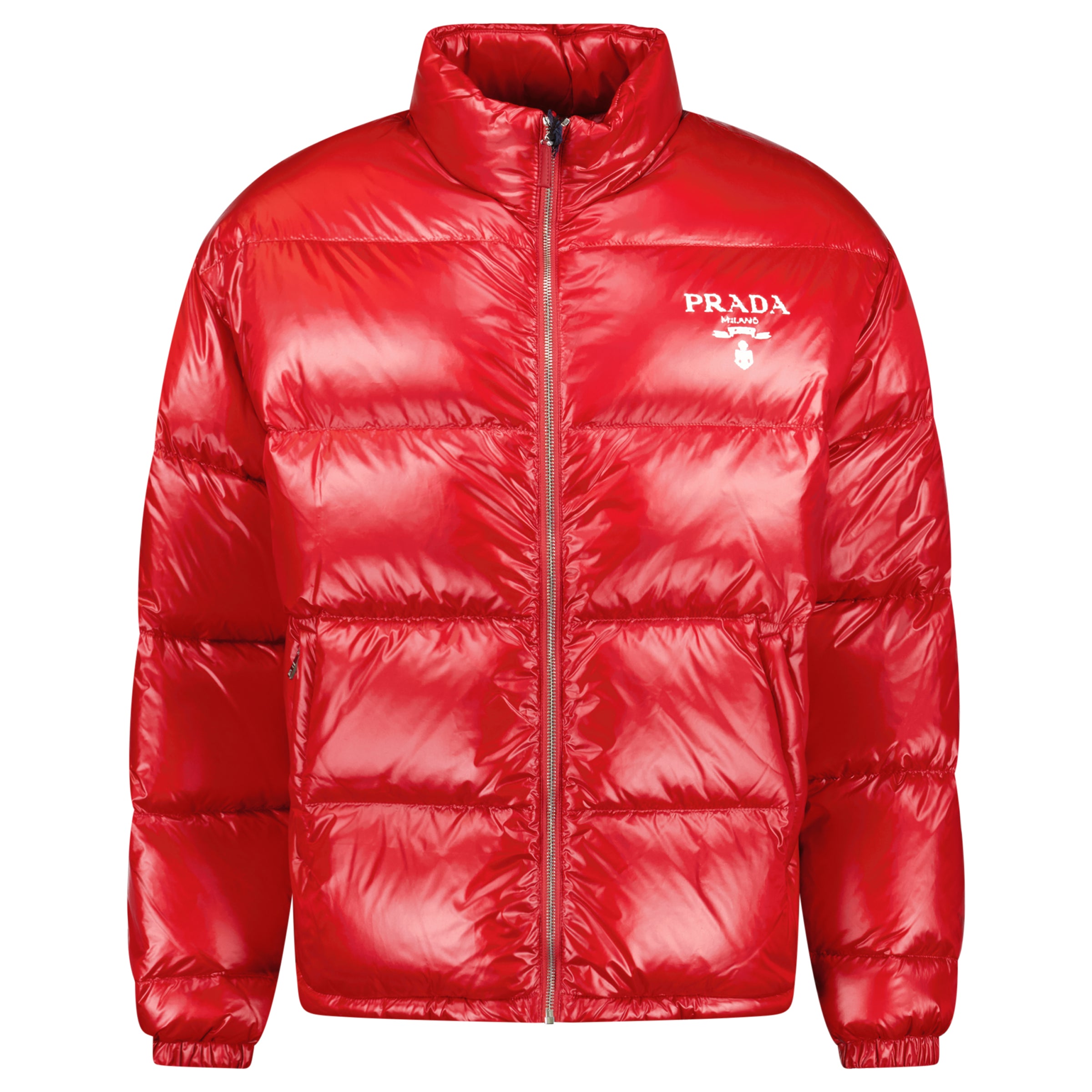 Prada Puffer Jacket Outfit Prada Logo Down Jacket Red Chancefashionco