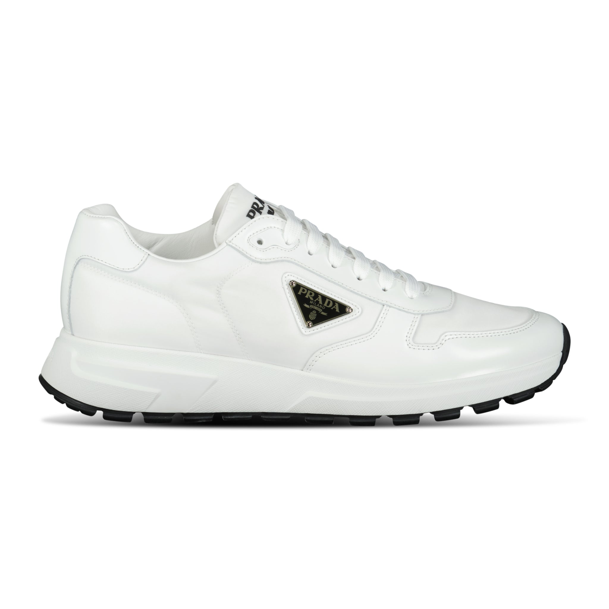 Prada Prax 01 Re-Nylon Leather Sneakers White | chancefashionco