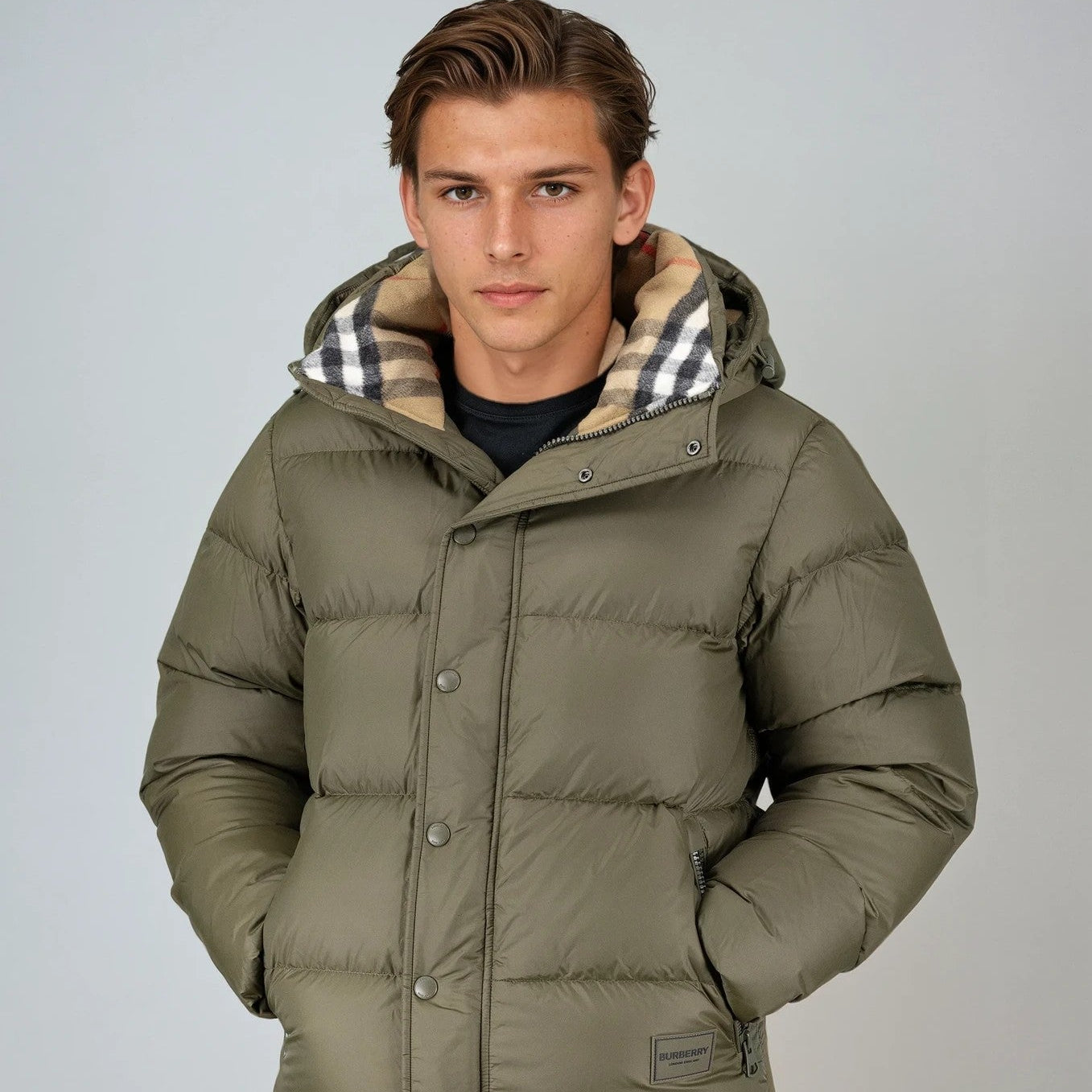 Burberrys バーバリー ブルゾン ペンチェック ベージュ 英国製 希少 Burberry 'Halsby' Hooded Check Down Jacket Khaki– chancefashionco