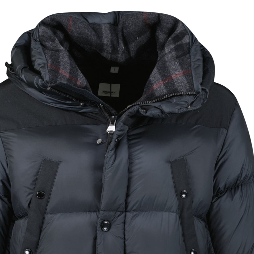 Burberry 'Lindford' Check Down Puffer Jacket Charcoal Grey - chancefashionco