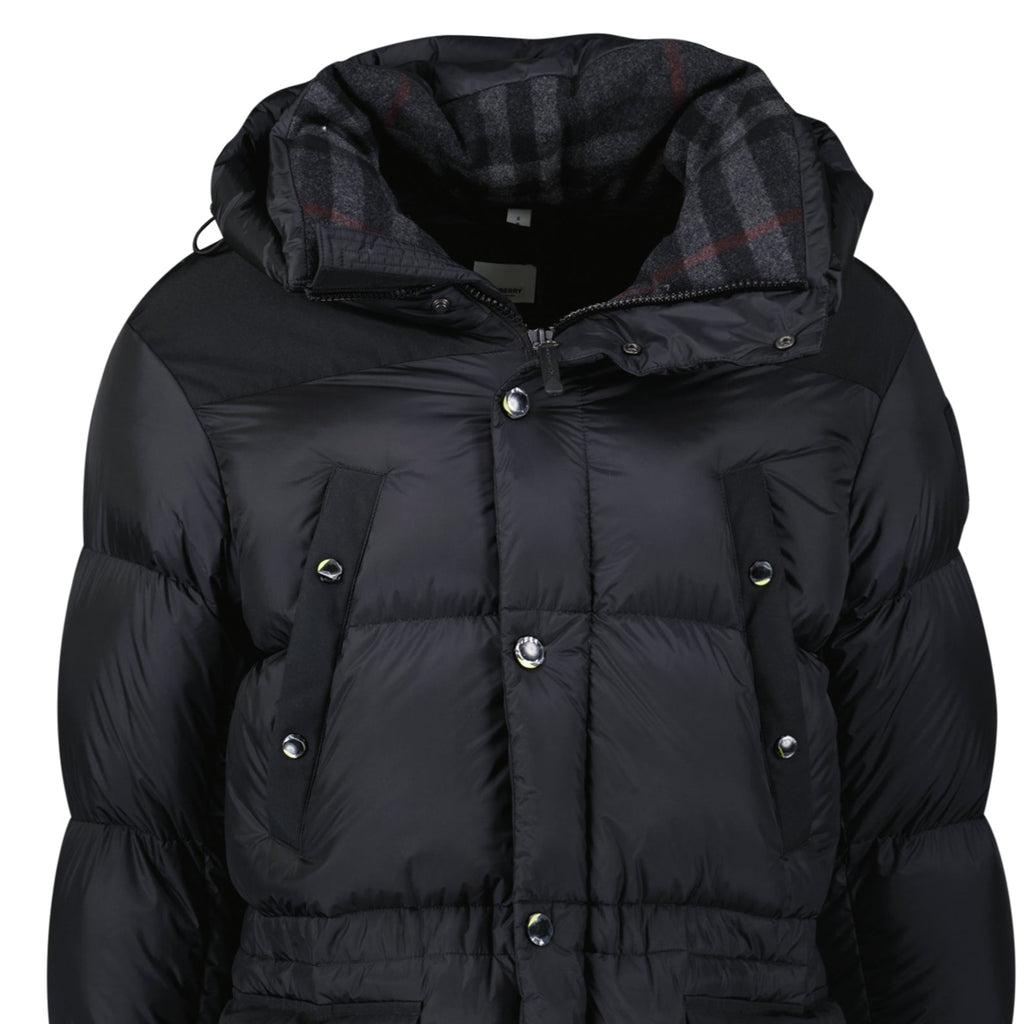 Burberry 'Lindford' Check Down Puffer Jacket Black - chancefashionco