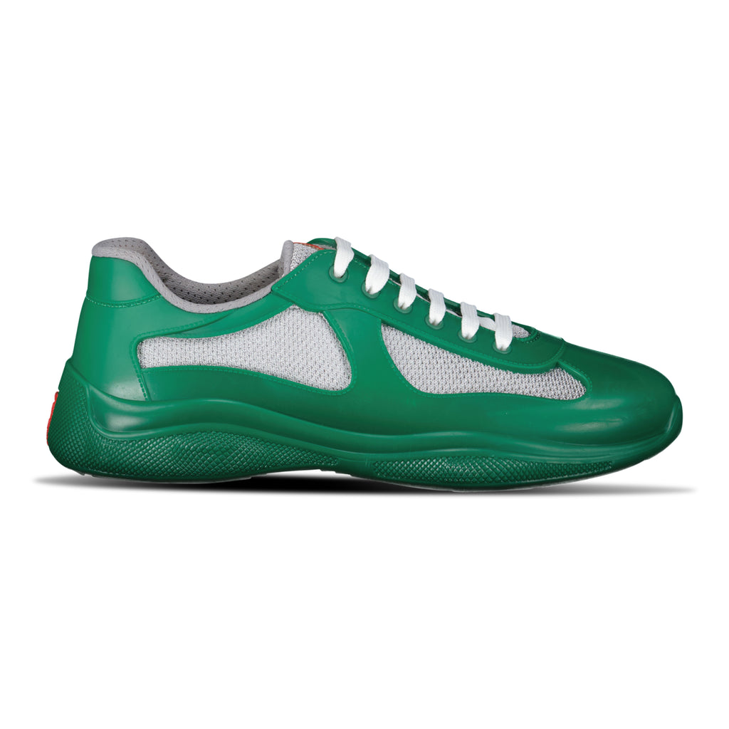 Prada Americas Cup Sneakers Soft Rubber Green & Grey Mesh - chancefashionco