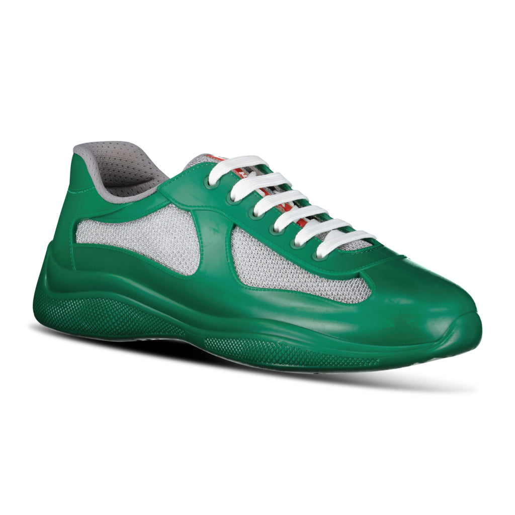 Prada Americas Cup Sneakers Soft Rubber Green & Grey Mesh - chancefashionco