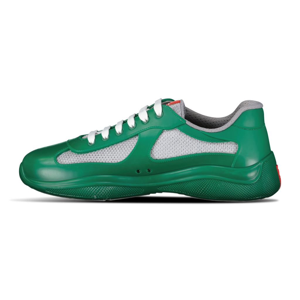 Prada Americas Cup Sneakers Soft Rubber Green & Grey Mesh - chancefashionco