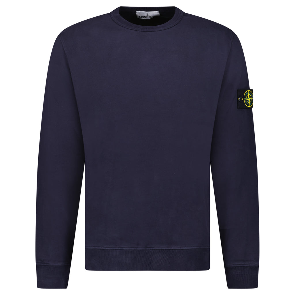 Stone Island Brushed Organic Cotton Sweatshirt Dark Blue - chancefashionco