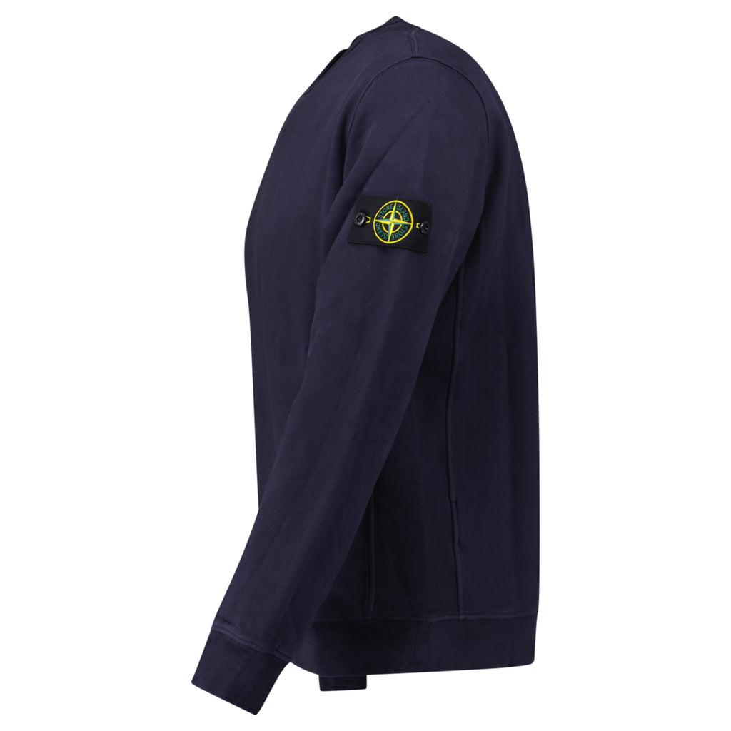 Stone Island Brushed Organic Cotton Sweatshirt Dark Blue - chancefashionco