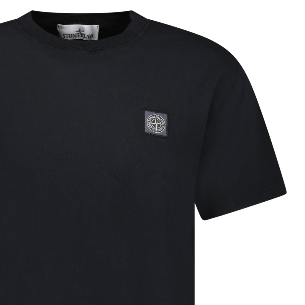 Stone Island Organic Compass 'Fissato' Effect Logo T-Shirt Black - chancefashionco