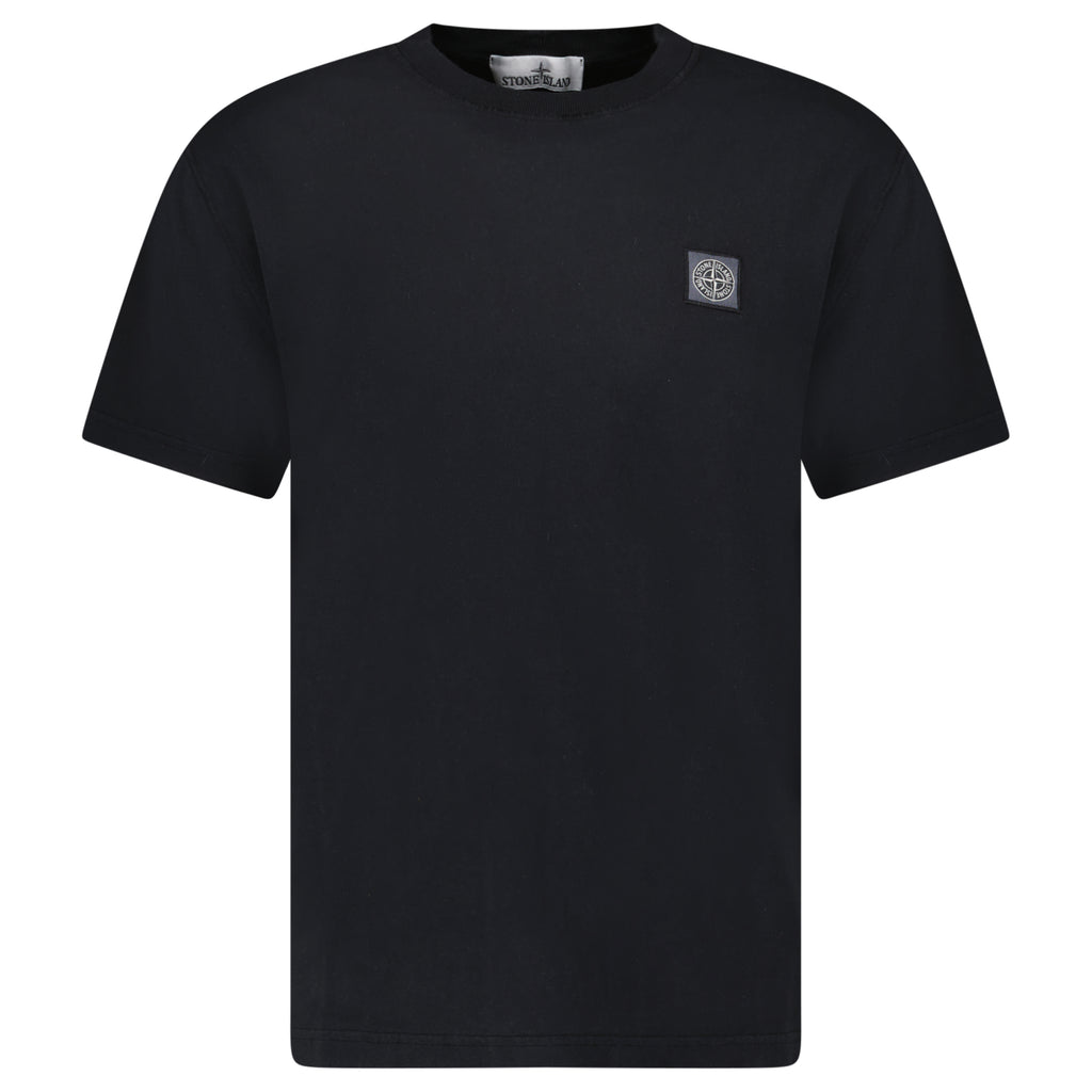 Stone Island Organic Compass 'Fissato' Effect Logo T-Shirt Black - chancefashionco
