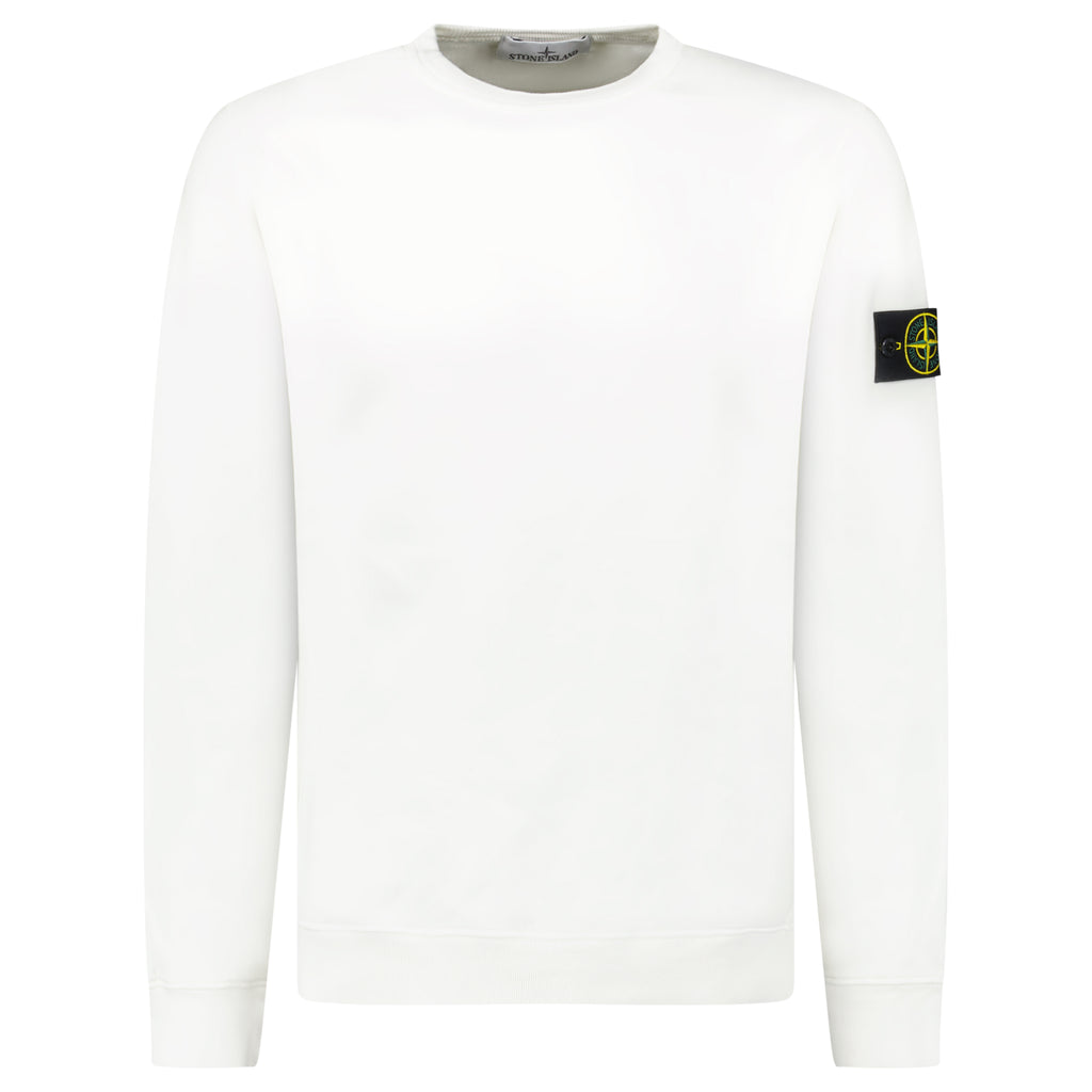 Stone Island Brushed Organic Cotton Sweatshirt Ivory - chancefashionco