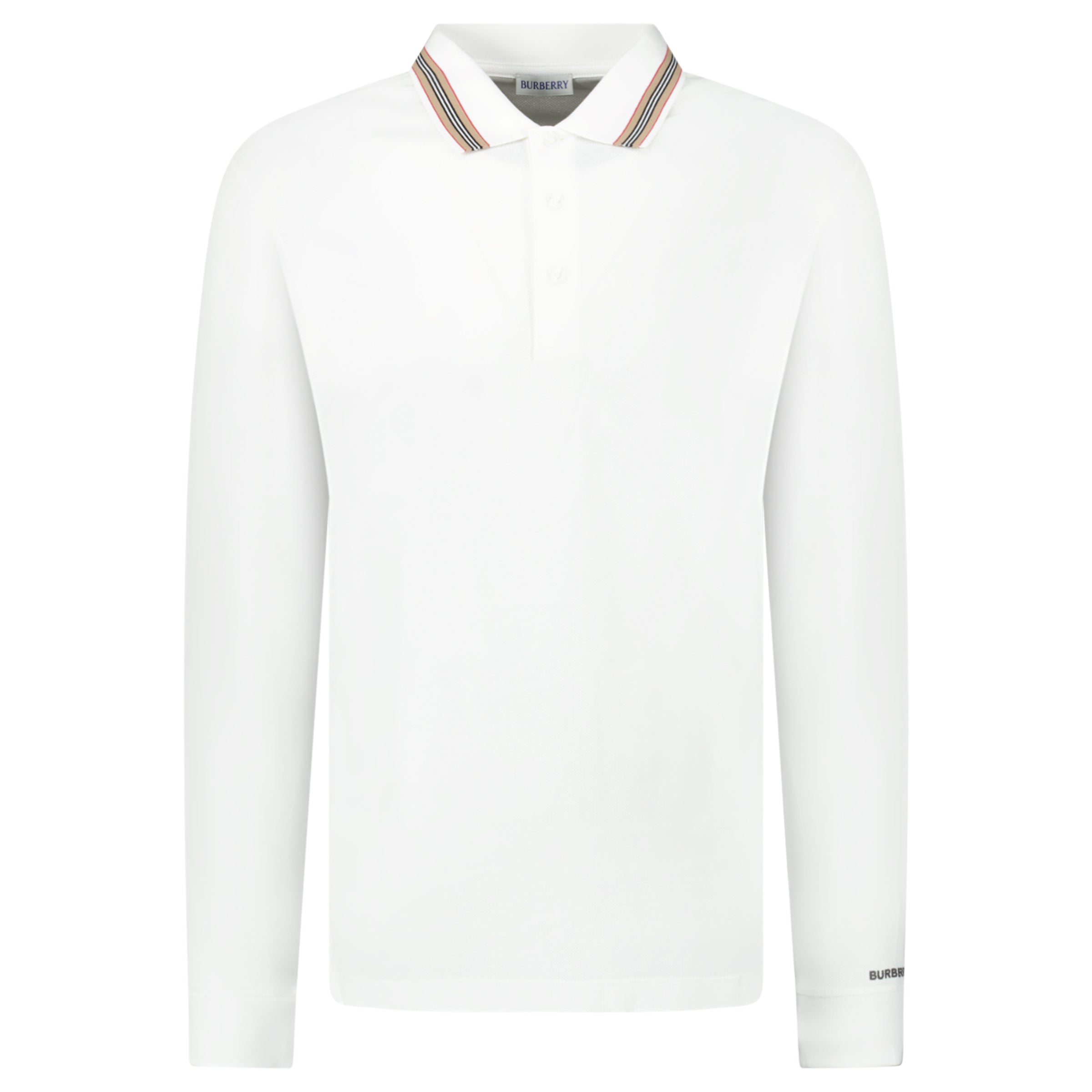 Color variation of Burberry 'Hartford' Striped Check Long Sleeve Polo White