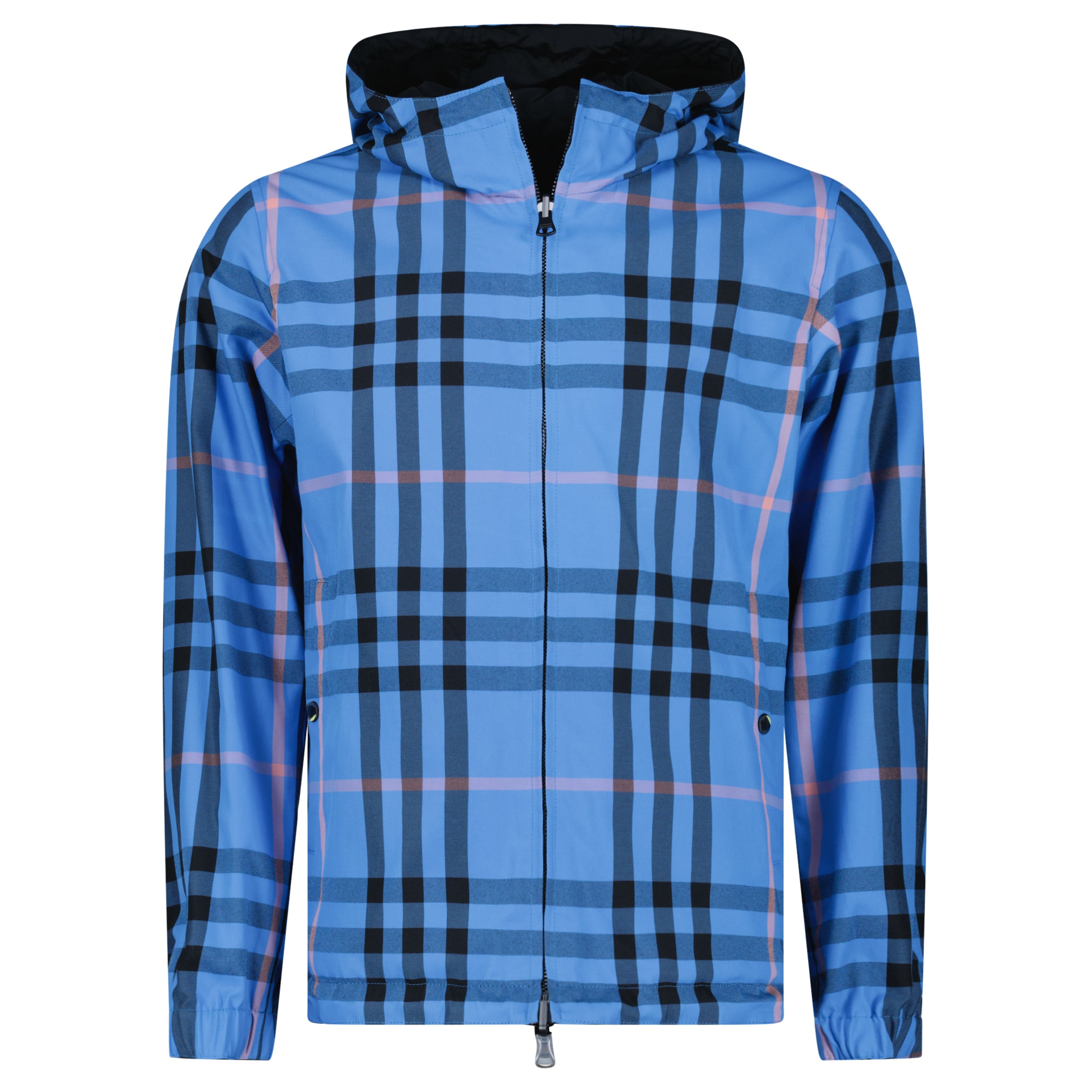 Burberry 'Stanford' Zip-Up Check Reversible Hooded Jacket Black