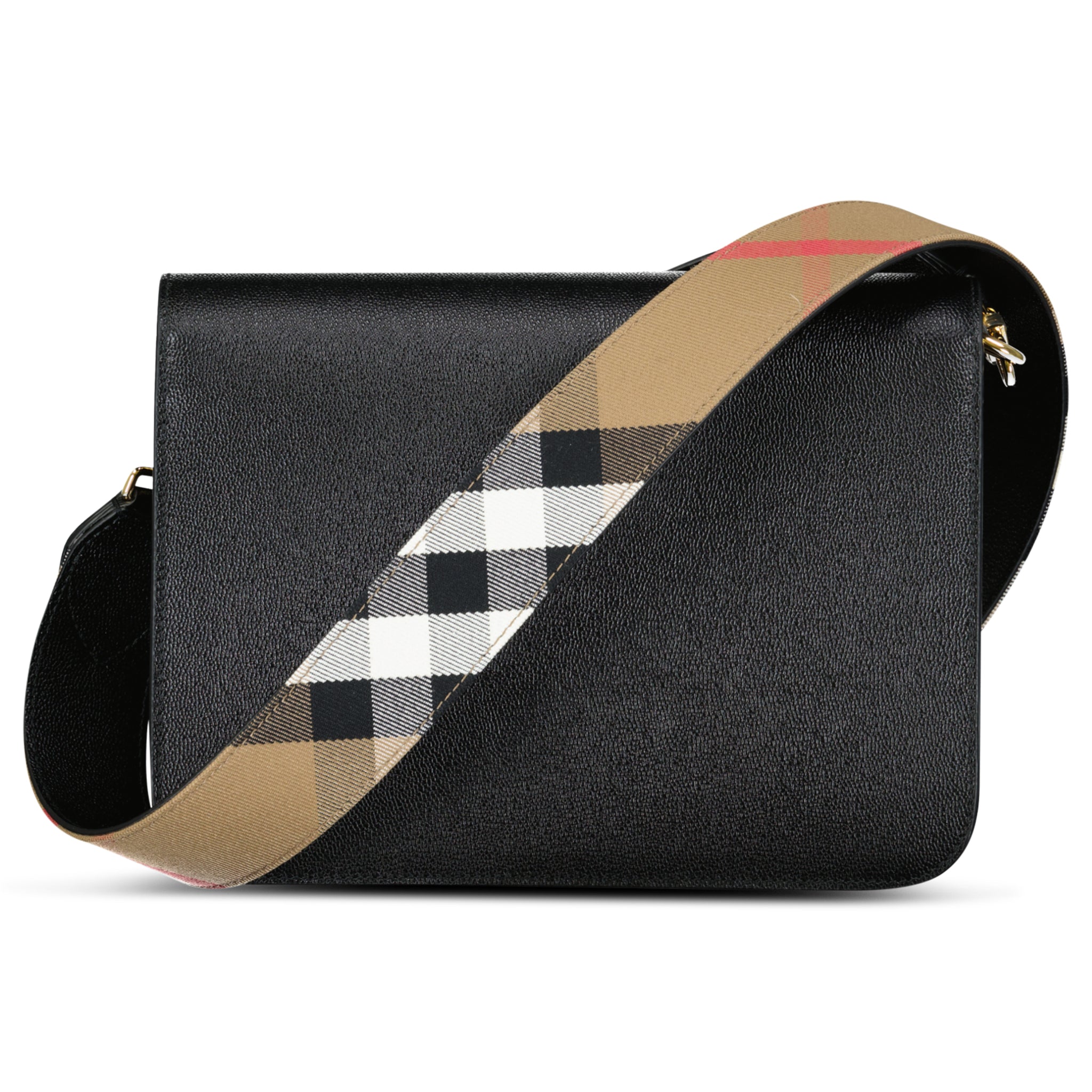 Burberry 'Mackford' Leather Check Crossbody Bag Black– chancefashionco