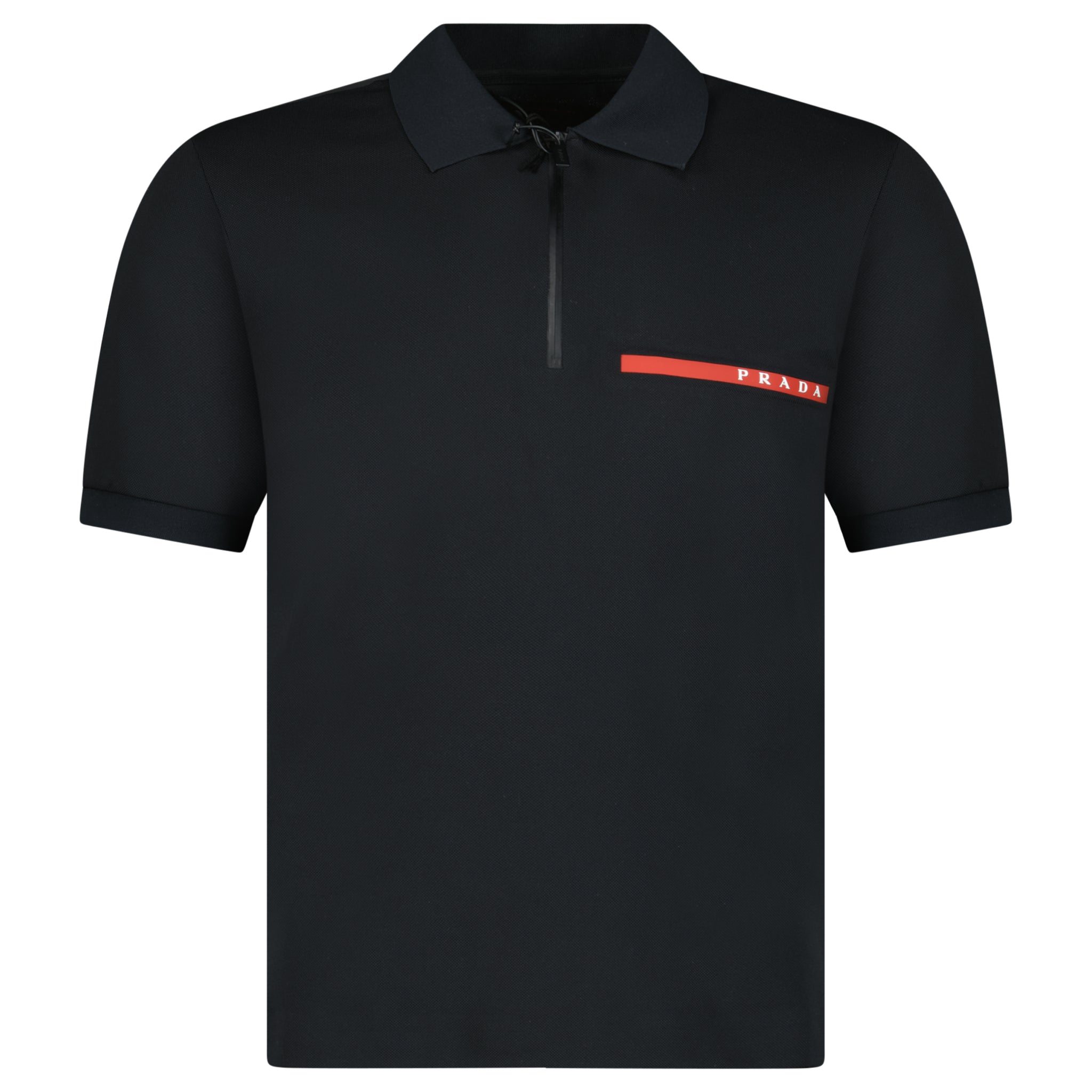 Prada Linea Rossa Pique Polo Black– chancefashionco