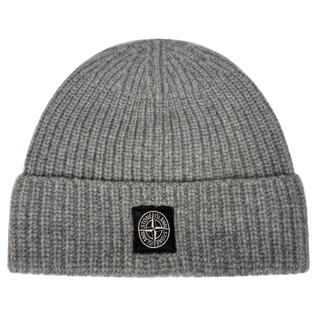 Stone Island Logo Patch Beanie Grey - chancefashionco