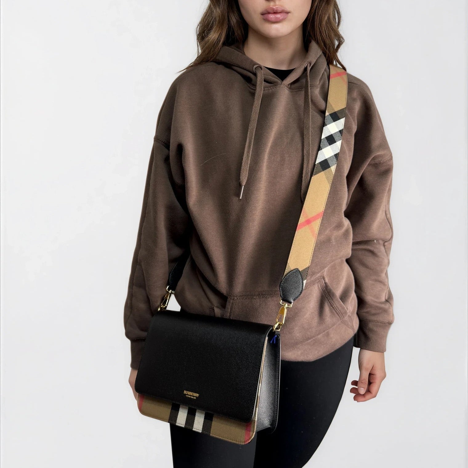 バッグ Burberry Burberry 'Mackford' Leather Check Crossbody Bag Black– chancefashionco バッグ