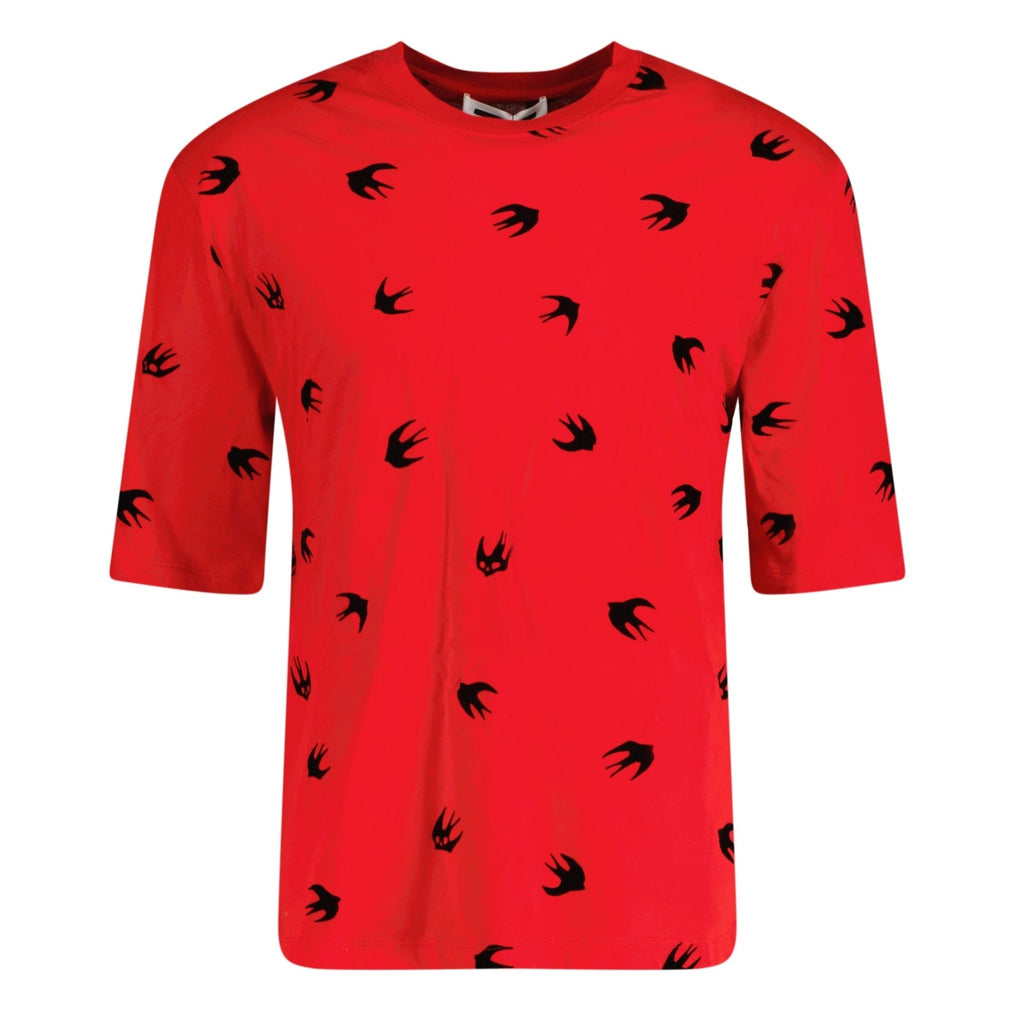 Alexander McQueen MCQ Oversized Swallow Red T-Shirt - chancefashionco