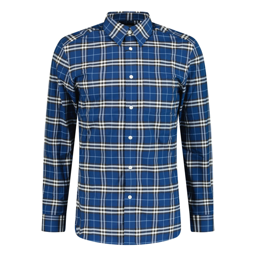 Burberry 'George' Check Cotton Shirt Blue - chancefashionco