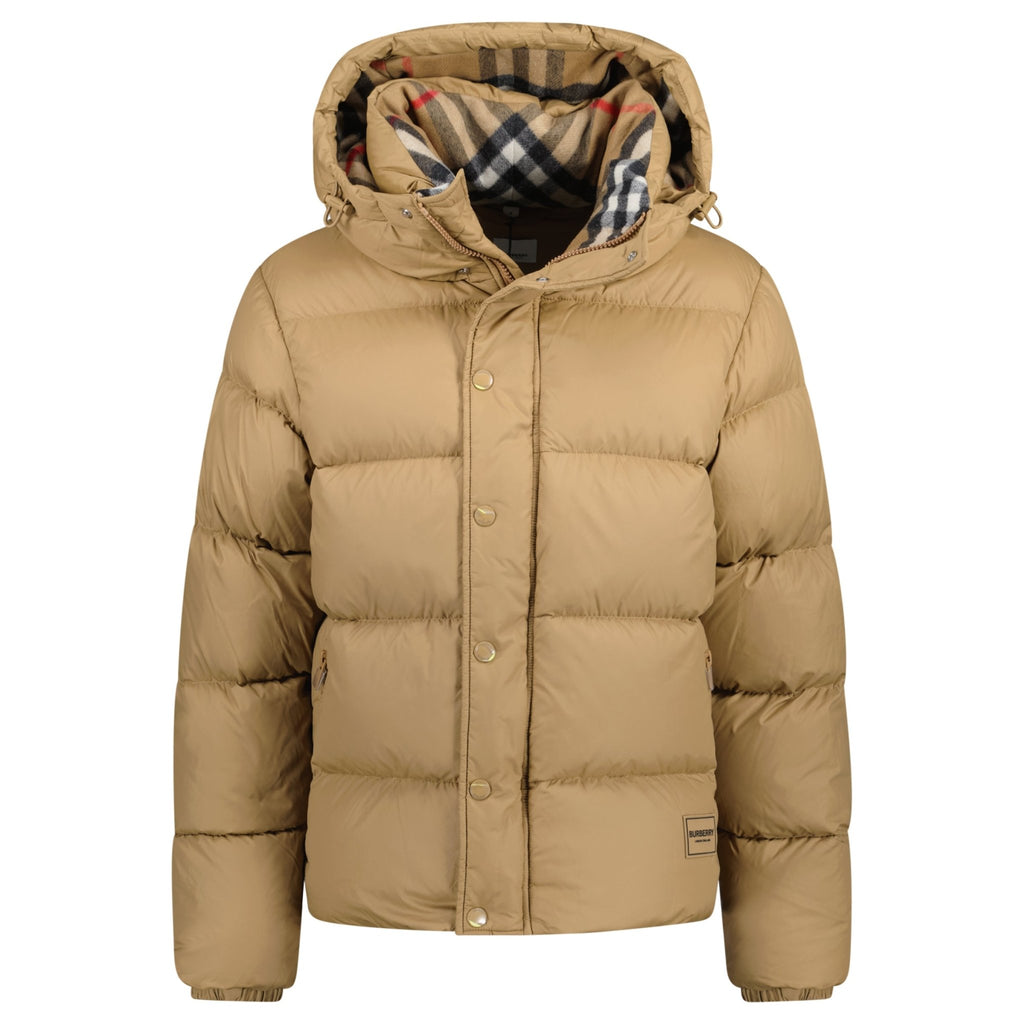 Burberry 'Halsby' Hooded Check Down Jacket Beige - chancefashionco