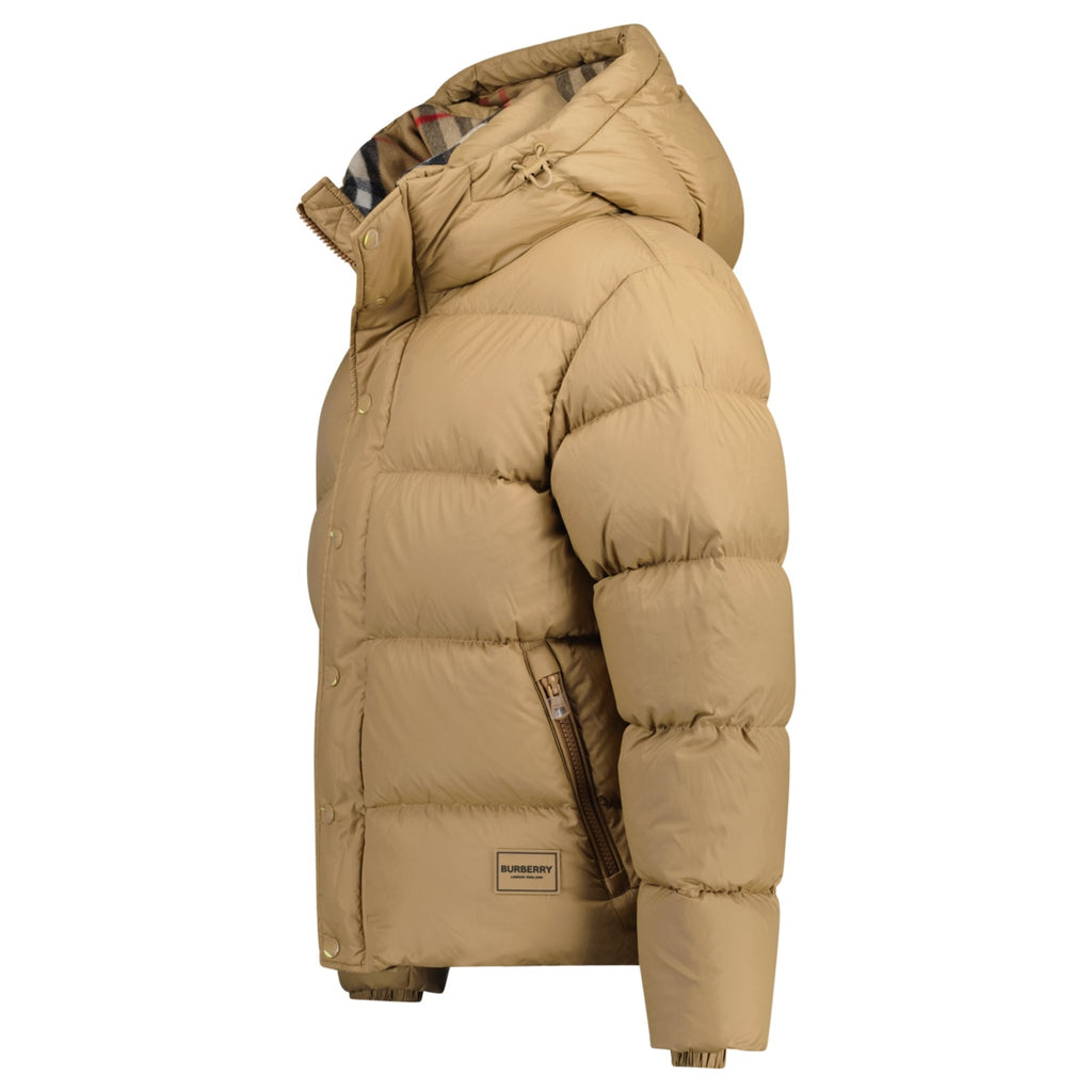 Burberry 'Halsby' Hooded Check Down Jacket Beige - chancefashionco