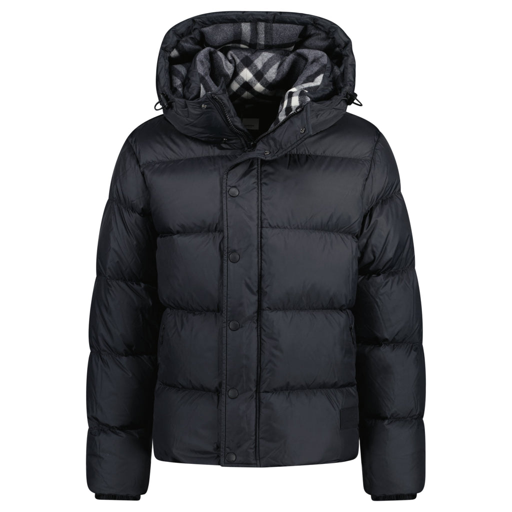 Burberry 'Halsby' Hooded Check Down Jacket Black - chancefashionco