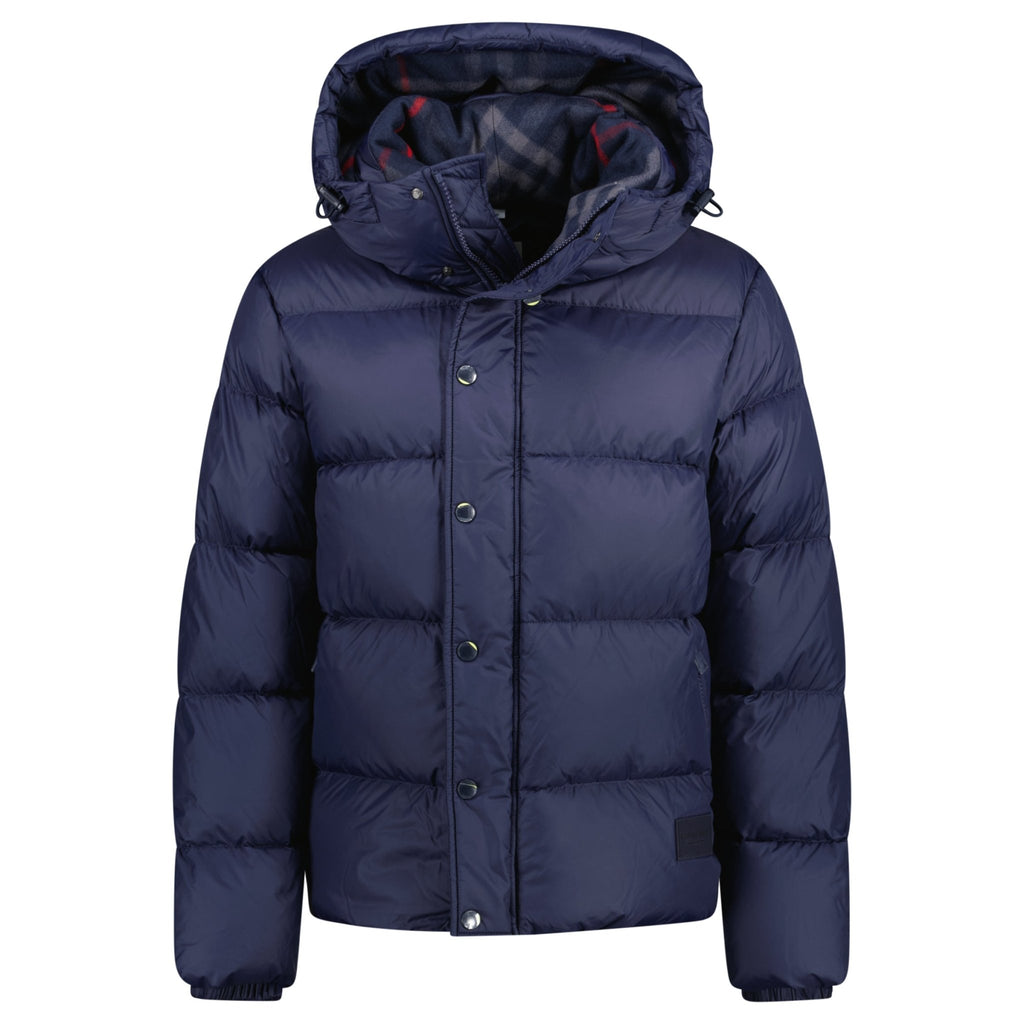 Burberry 'Halsby' Hooded Check Down Jacket Navy - chancefashionco