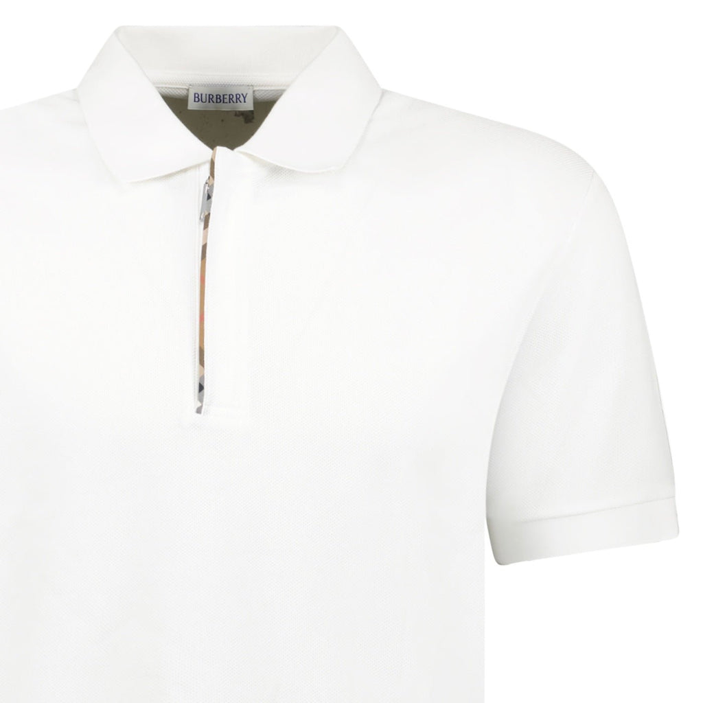 Burberry 'Hartford' Zip Check Polo White– chancefashionco