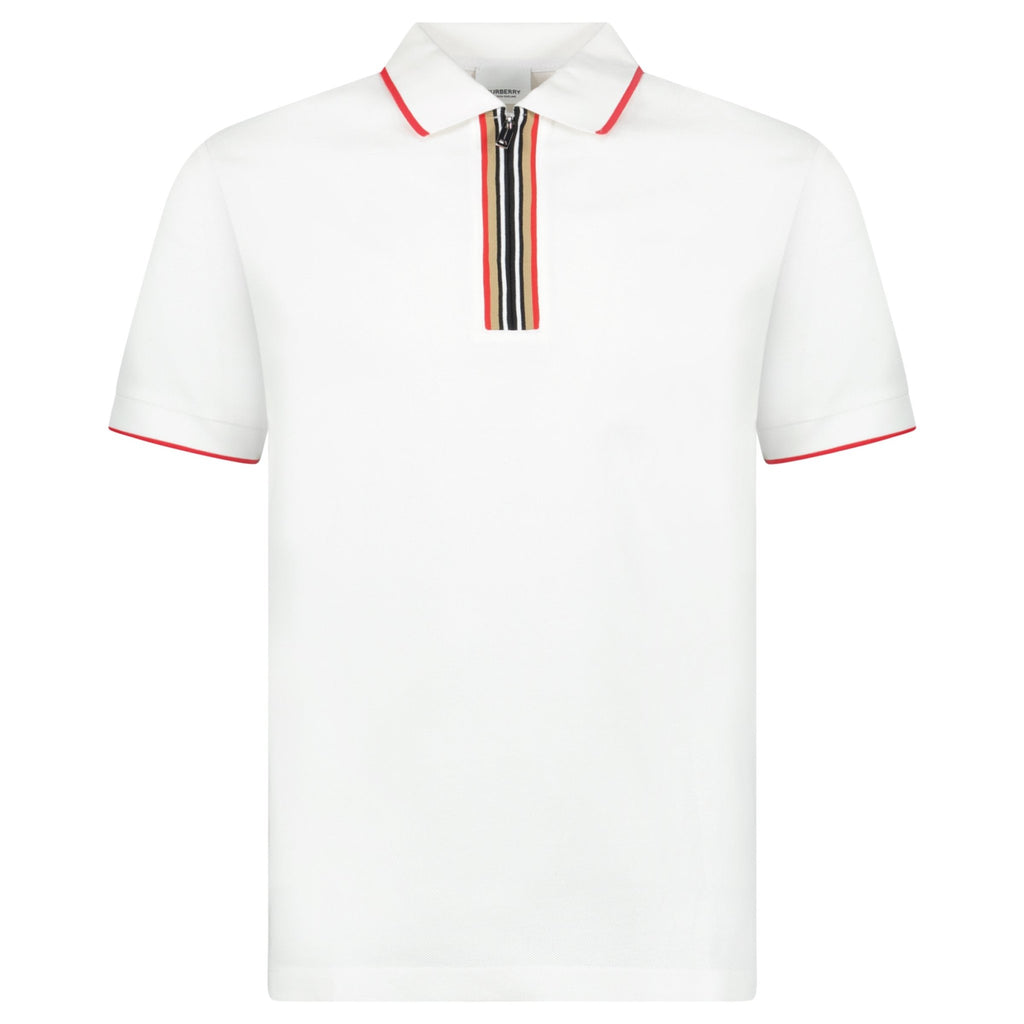 Burberry 'Hartford' Check Zip Polo White - chancefashionco