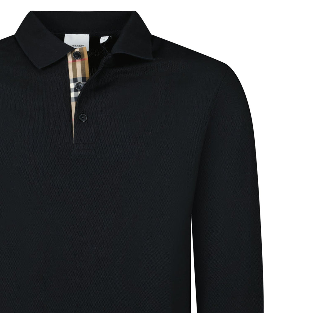 Burberry 'Hartford' Long Sleeve Check Polo Black - chancefashionco