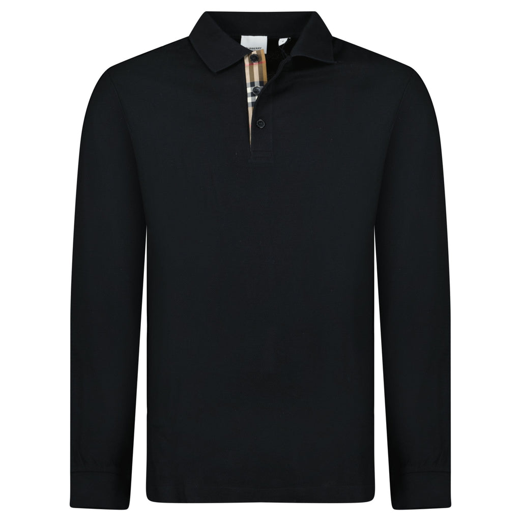 Burberry 'Hartford' Long Sleeve Check Polo Black - chancefashionco