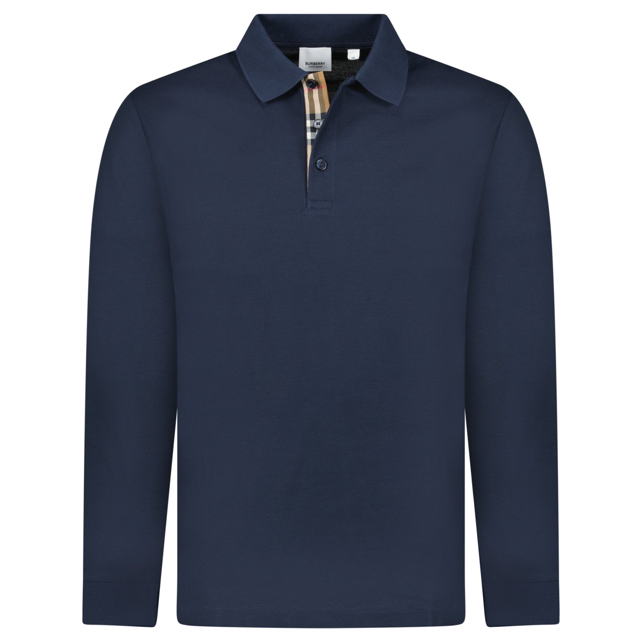 Burberry 'Hartford' Long Sleeve Check Polo Navy