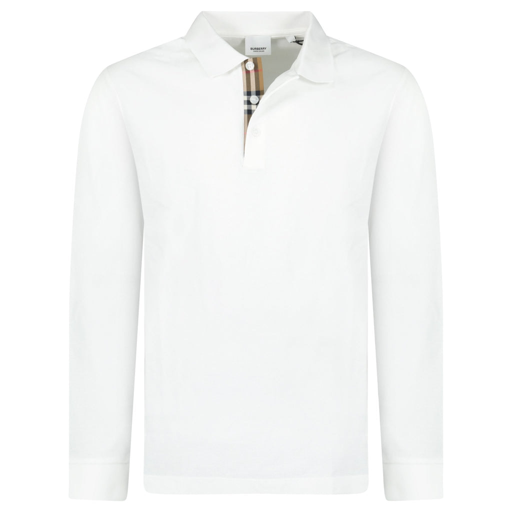 Burberry 'Hartford' Long Sleeve Check Polo White - chancefashionco