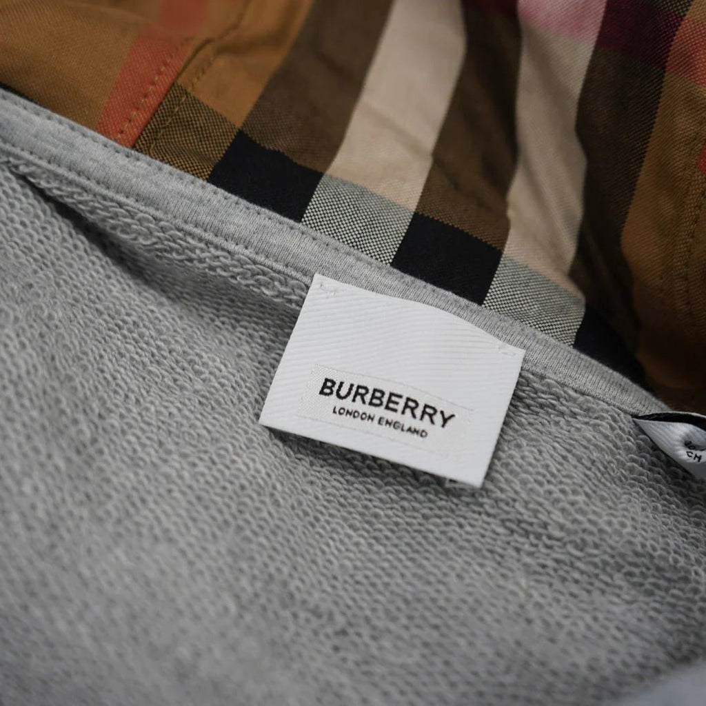 Burberry 'Hove' Check Hoodie Grey - chancefashionco